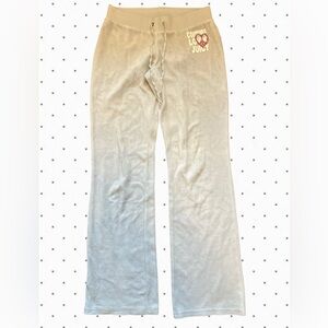 Juicy Couture Light Grey Velour Bootcut Joggers with Heart Logo